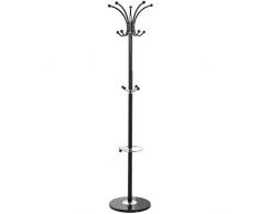 DRW Perchero de pie de Metal con Base de mármol Negro 36x175cm