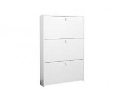Valentini Eco Zapatero 3 Niveles, Madera, Blanco, 15 x 67 x 100 cm