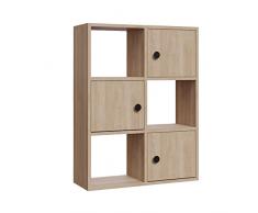 Librería, 100% tablero de aglomerado rechapado en melamina, color roble