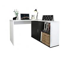 FMD Möbel Valley Escritorio, Madera de ingeniería, Blanco-p/Negro, rechteckig