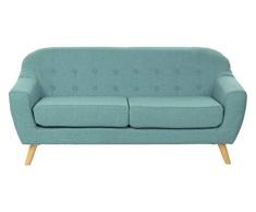 DRW Sofá de 3 Plazas de Poliéster y Madera en Turquesa 172x80x81cm