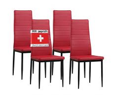 Albatros 2704 Milano Set de 4 sillas de Comedor, Rojo