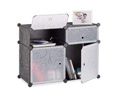 Relaxdays Estantería Modular con 4 Compartimentos, Negro, 32x96x65 cm