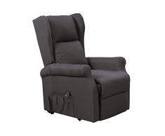 CRIBEL Arlette D Sillón Relax Eléctrico 2 Motores Reclinable, con función Elevador, Madera Metal Poliuretano, Gris Humo, TU