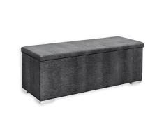 Stella Trading Pecho: Chest Banco con Espacio de Almacenamiento y Tapa Acolchada, Color Grafito – Amplio baúl para Camas con somier en el Dormitorio, poliéster, Gris, 140 x 52 x 49 cm