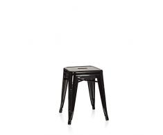 hjh OFFICE 645000 Taburete VANTAGGIO Metal Negro, Taburete de bistró apilable, acero estable, industrial style