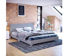 Home Discount Victoria Cama tamaño King, Marco de Cama de 5 pies, cabecero tapizado de Tela para Dormitorio, Muebles, Color Gris Claro Lino