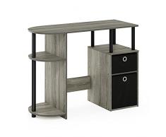 Furinno Jaya Simplistic Escritorio de Estudio informático, Madera, Roble Francés Gris/Negro, Talla única
