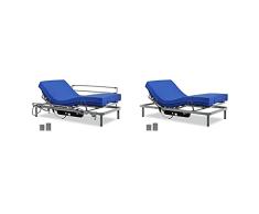 Gerialife Cama Articulada Eléctrica con Colchón Sanitario Viscoelástico Y Barandillas | Patas Más Altas (90X190, Plateado) + Cama Articulada con Colchón Sanitario HR Impermeable (90X190)