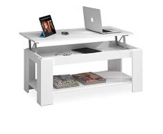 Habitdesign Mesa de Centro con revistero Incorporado, 102x50x43/54 cm (Blanco Artik)