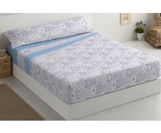 Mila Rosa Sumba Juego de Sábanas 3 Piezas, Algodón-Poliéster, Azul, Individual, 90x200x3 cm