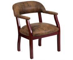 Flash Muebles Lujosa Silla de Conferencia de Vinilo Negro, Madera Tela, marrón, No,Bomber Jacket Brown