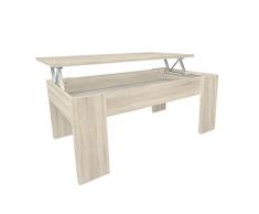 Duérmete Online - Mesa de Centro Elevable, Para Salón o Comedor, Madera, Acabado en Color Cambria, Medidas: 90 cm (Ancho) x 50 cm (Fondo) x 46-57 cm (Alto)
