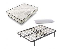 Hogar24 Es Cama Completa-Colchón Flexitex + Somier Multiláminas + 5 Patas de 26cm + Almohada de Fibra, 150x190 cm, 26 cm, 150x190