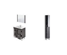 ARKITMOBEL Mueble de Baño con 2 Puertas 2 Cajones y Espejo, Modulo Baño, Modelo Aktiva + Mueble de Baño, Columna de baño 2 Puertas y 4 Patas, Modelo Koncept
