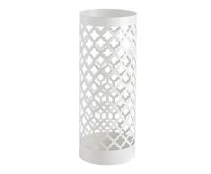 Baroni Home Paragüero de diseño Moderno para Paraguas de Metal clásico Blanco con 2 Ganchos y Bandeja escurridor extraíble 19x19x49 cm (Blanco