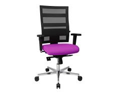Topstar Sitness X de Pander Plus, Silla de Oficina, Escritorio Silla ergonómica con reposabrazos y Respaldo Regulable, plástico, Tela, Violett-Schwarz, 61 x 59 x 130 cm