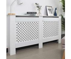BAKAJI, Color Cubre Madera MDF 152 x 19 x 82 cm Cubierta radiador Blanco, ingeniería, 152 x 19 x H82 cm