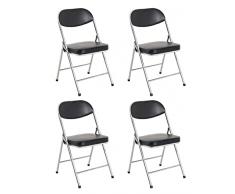 Haku Möbel Juego de 4 sillas Plegables, Metal Cloruro de polivinilo, Aluminio Negro, T 53 x B 47 x H 79 cm