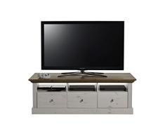 Steens 3177100264001 F TV Banco Monaco, 145 x 49 x 56 cm, Madera Maciza de Pino, Color Blanco Provence