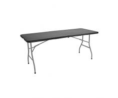 Mesa Catering Plegable Portátil Rectangular de 180 cm | 7house | Mesa Multiusos: Camping, Eventos en Espacios Exteriores o Interiores | Mesa Resina y Patas Acero | 4-6 Personas y Carga de 150kg