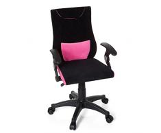 hjh OFFICE 670450 Silla giratoria para niños KIDDY Pro AL Tela Negro/Rosa, Silla de Escritorio Infantil, Soporte Lumbar Integrado, con Apoyabrazos
