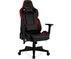 SENSE7 Juegos Sentinel Oficina Gamer Silla ergonómica Reposabrazos Marco de Acero de una Pieza Ángulo de inclinación Ajustable, Cuero, Rojo/Negro, 40-48 x 72x59