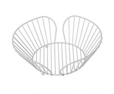 DRW Frutero Redondo de Metal en Blanco 28x26x10cm