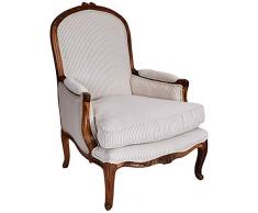 Better & Best 056070 Butaca francesa tapizada grande de madera y algodón, color: rayas beige