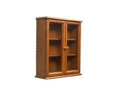 Biscottini Vitrina de Cocina de Madera 57 x 48 x 17 cm | Oiattaia Shabby Chic de Pared 3 estantes 2 Puertas | Mueble de baño suspendido, 57x48x17cm