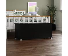 Vida Designs Leon Otomana de Almacenamiento, baúl de Madera con Tapa, Asiento, Taburete, Banco de Ventana, Mantas, Ropa de Cama, Caja de Juguetes, reposapiés, Color Negro