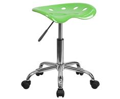 Flash Muebles Vibrante Apple Verde Tractor Asiento y Cromo Taburete