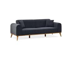 SHIITO - Sofá de 3 Plazas de Estilo Nórdico - 93 x 230 x 85 cm - Modelo Tiziano - Relax, Confort y Resistencia - Patas de Madera - Tapizado Color Gris