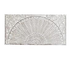 DRW Cabecero de Cama 160 cm Mandala Madera Blanco Envejecido 160x3.5x80 cm