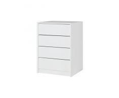 MUEBLECASA- Cajonera 4 cajones Madera KIT, Blanca 50cm Ancho x 45cm Fondo x 72cm Alto