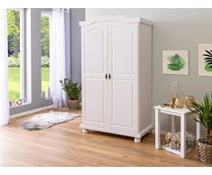 Inter Link Anna A18 Armario Puerta batiente Lacado Blanco Macizo 104 x 180 x 56 cm, Madera, 2 puertas