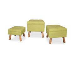 Menzzo Set Puf, Tela, Verde, 56