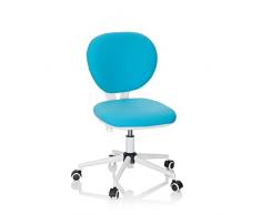hjh OFFICE 670969 Silla de Escritorio para Niños Kid Vivo Tela Turquesa, Silla giratoria para Juvenil, Respaldo con Ajuste de Altura