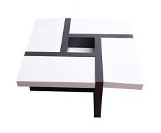 Rebecca Mobili Mesa de Centro Blanca Negra, Muebles para Sala de Estar Modernos- Medidas: 35 x 80 x 80 cm (AxANxF) - Art. RE4010