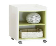 FMD Möbel 647-001 Viktor - Mesa Auxiliar con Ruedas (43,5 x 52,5 x 39,5 cm), Color Blanco y Verde