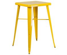 Flash Muebles Cuadrado Indoor-Outdoor Bar Altura Mesa, Metal, Amarillo, 93.98 x 65.41 X 15,24 cm