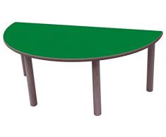 Mobeduc Mesa Infantil semiredonda 120 cm (Talla 0), Haya, Haya y Verde Oscuro