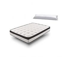 Hogar 24 HOGAR24 ES-RZ42-Colchón Viscoelástico + Almohada Tacto Pluma, firmeza Media, Alta Gama, Confort y Adaptabilidad Total, Telas, 135x190