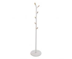Versa 15811319 Perchero de pie Blanco Nagen, Metal Madera, 175 x 40 x 40 cm