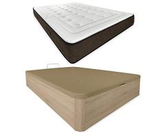 Somnia Descanso - Pack Colchón Viscoelástico Alma Grosor 24cm + Canapé Madera Abatible Gran Capacidad | Color Cambria 90 x 190