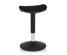 hjh OFFICE 830094 Taburete de Trabajo BALANCE SIT I B Tela Negro, Taburete con Efecto mecedor para un Respaldo Recto, ergonómico, Ajustable en Altura