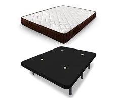 HOGAR24 ES | Cama Completa | Dream Flex 13 + Base Tapizada Negra con Juego de Patas de 25 cm. Medida: 150x200 cm
