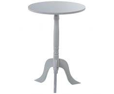 DRW Mesa Auxiliar Redonda de Madera en Blanco 30x54cm