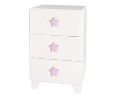 Bainba Mesita de Noche Infantil Piccolo 3 Cajones, Rosa, 57 x 32 x 34 cm