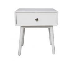 ASPECT Mesita de Noche Niva con un cajón, Madera, White, 40(W) x 30(D) x 48(H) cm